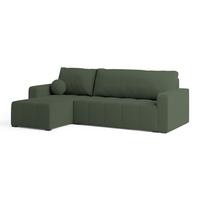 ECKSOFA VOLIRA Grün Boucle-Stoff mit Schlaffunktion - Grün, Holz (230/143cm) - MASSENO