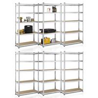 LAGERREGAL Basic 180x90x40 cm (6er-Set) - Silberfarben, Metall (90/180/40cm) - Juskys