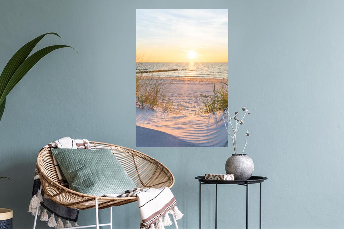 WANDTATTOO Strand - Sonne - Düne - Gras - Sand - Horizont Wandbild 40x60 cm - Hellblau, Kunststoff (40/60/0.1cm) - MuchoWow
