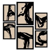 POSTER Set Mit 6 Zusammenfassungen In Form Ästhetische Dekorative Gemälde Für Ihr Wohnzimmer, Schlafzimmer Oder Zuhause A3 & A4 Schwarzer Rahmen - Schwarz, Papier (29/3cm) - Nacnic
