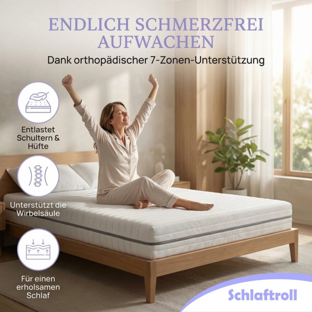 KALTSCHAUMMATRATZE 90x200 cm 25 cm hoch 7 Zonen H2 H3 ergonomisch orthopaedisch atmungsaktiv - Weiß, Textil (90/200cm) - Schlaftroll