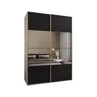 SCHWEBETÜRENSCHRANK 245,5/170/64 2-türig - Goldfarben/Schwarz, Holz/Metall (170/245/64cm) - Abiks Möbel