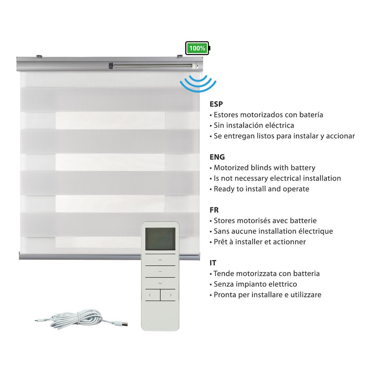 DOPPELROLLO Motorisiertes Grau 100x250 cm - Grau, Kunststoff (100/250cm) - STORESDECO