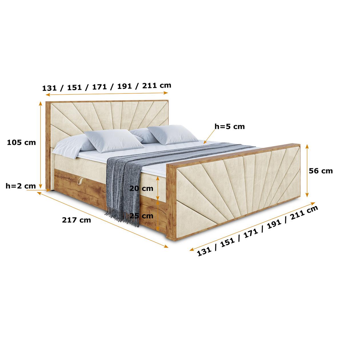 BOXBETT mit Matratze H3 und Lattenrost - LOLLI6-Z - 160x200 - Beige Monolith - Beige, Holzwerkstoff (160/200cm) - ALTDECOR