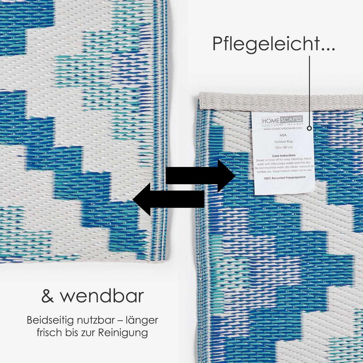 OUTDOORTEPPICH Mia, geometrisch gemustert 180/270 cm - Blau, Kunststoff (180/270cm) - Homescapes