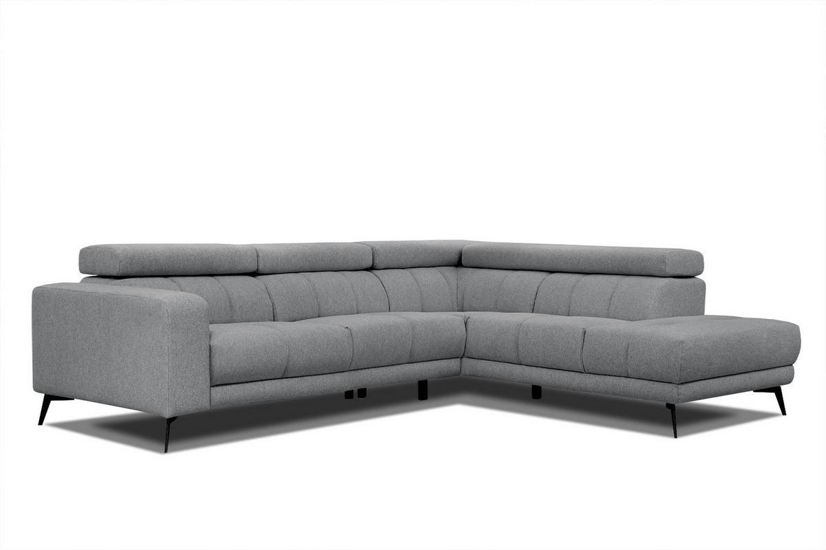 ECKSOFA MORELLO 5-Sitzer, grau - Schwarz/Grau, Holzwerkstoff/Textil (287/228cm) - Wozimo