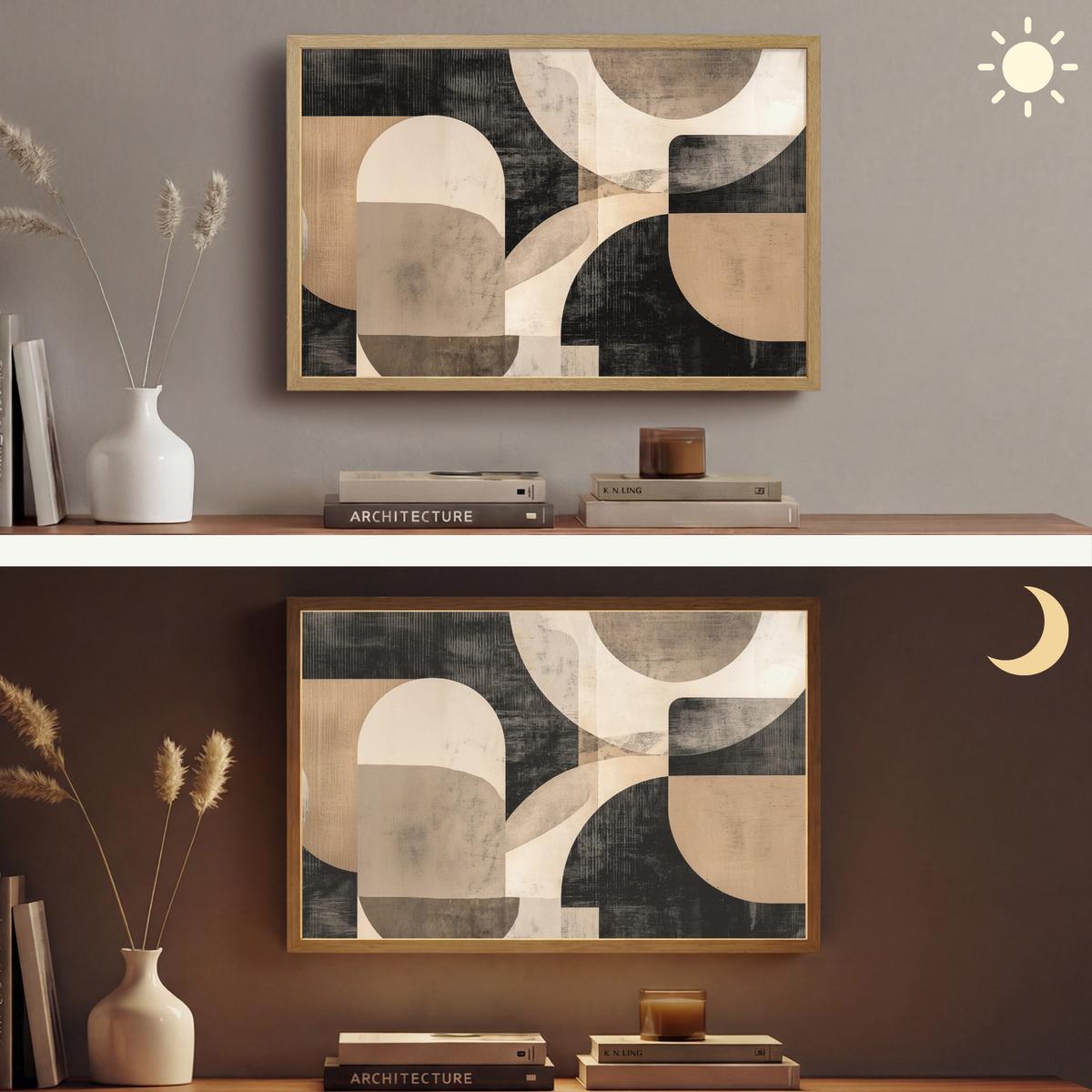 WANDLEUCHTE MIT AKKU Abstrakt - Formen - Modern - Beige 60x40 cm - Grau, Holzwerkstoff (60/40/8cm) - OnlyWow