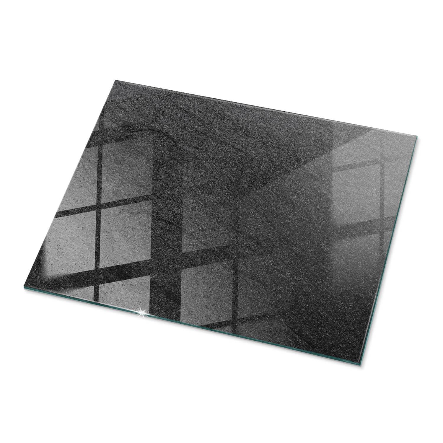 TISCHPLATTE 80x60 cm Natürliche Steinstruktur - Schwarz, Glas (0.4/80/60cm) - TULUP