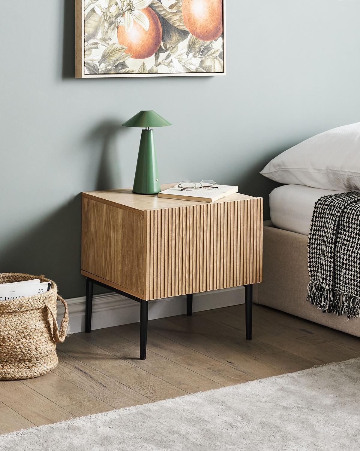 NACHTTISCH Braun/Schwarz Blythe - Schwarz/Braun, Holzwerkstoff (48/50/40cm) - Beliani