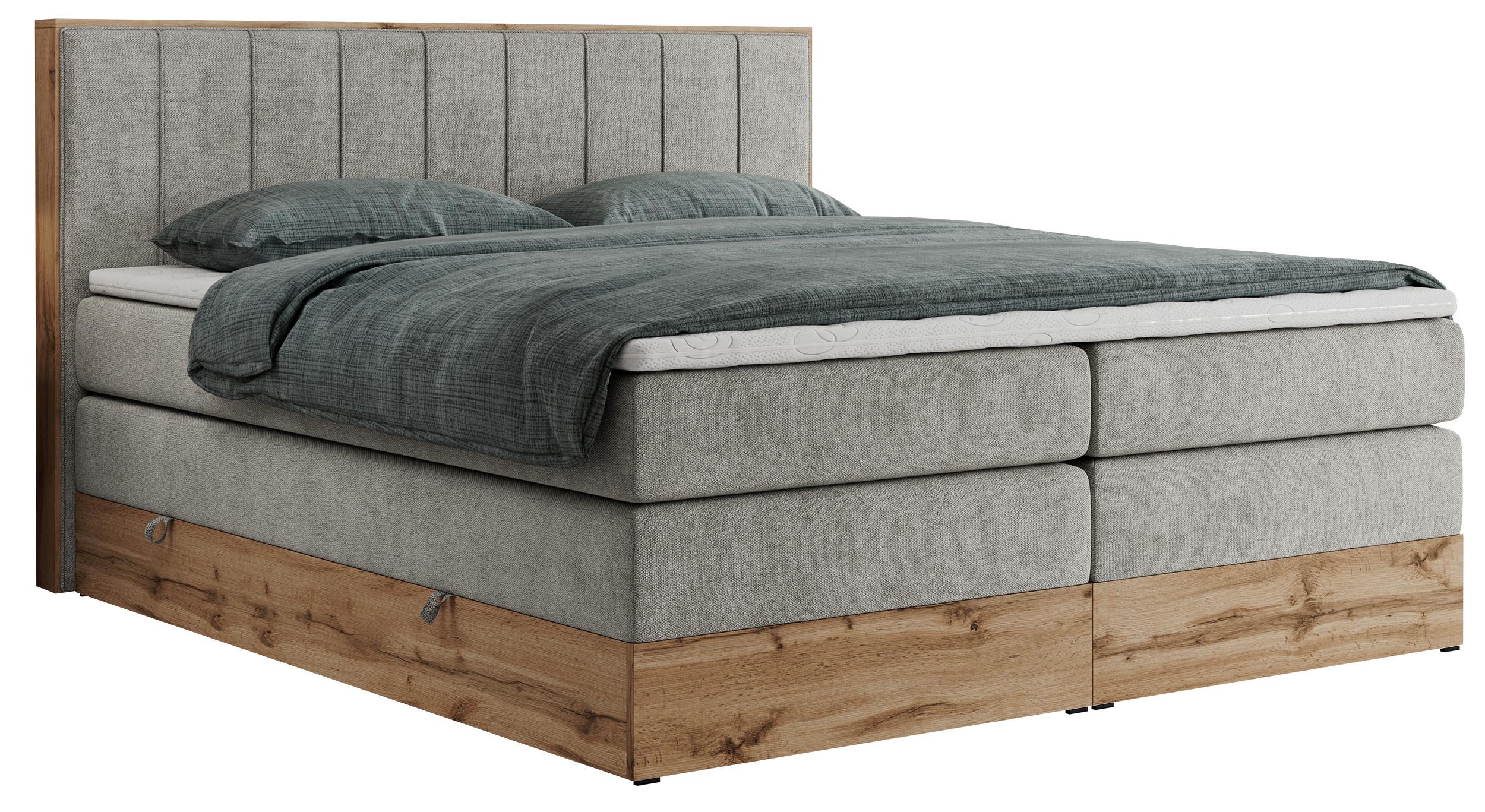 BOXSPRINGBETT BELLISSIMO KING 140/200 Hellgrau Struktur - H3 - Hellgrau, Holz/Textil (140/200cm) - MKS