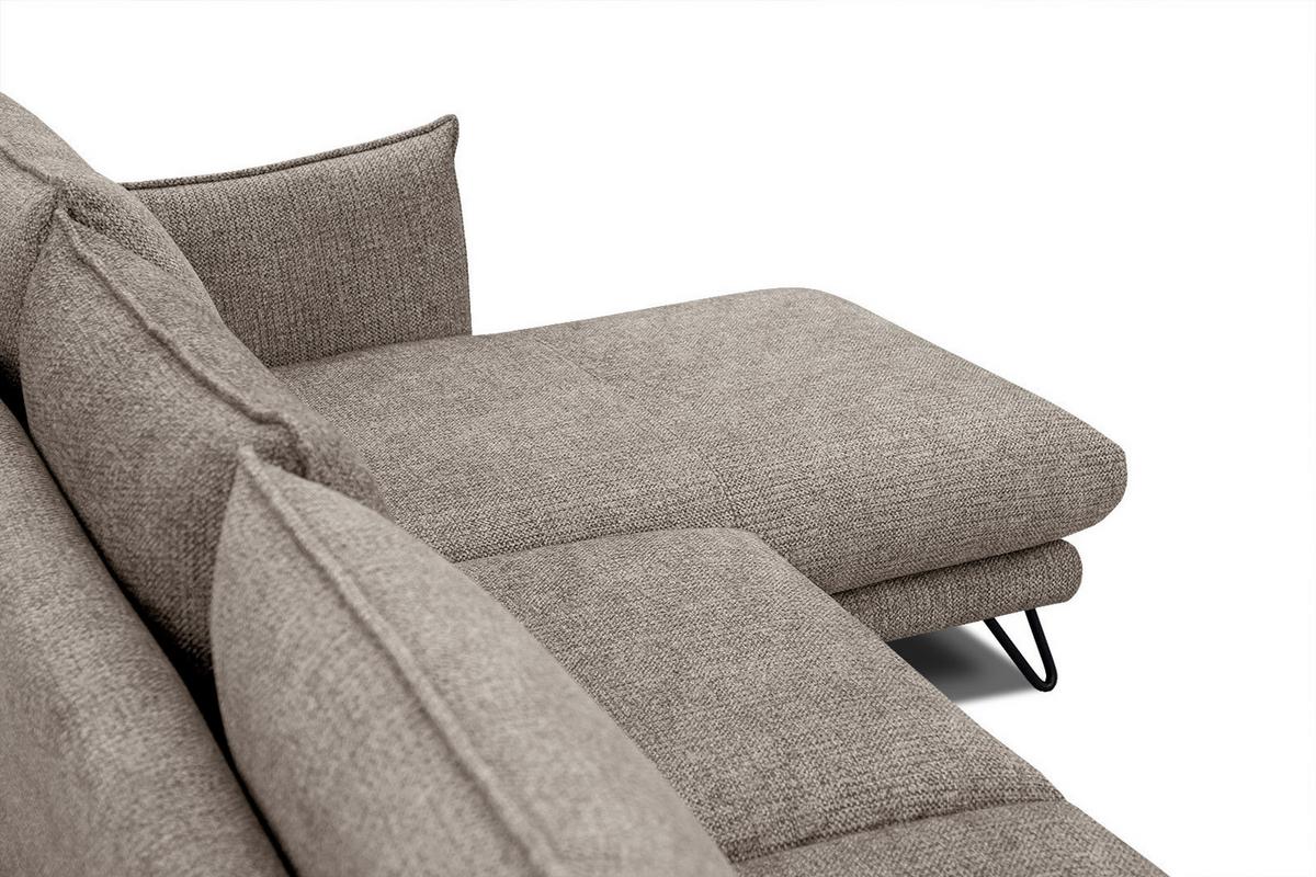 ECKSOFA HOSTEN 4-Sitzer, taupe - Taupe/Schwarz, Holzwerkstoff/Textil (269/158cm) - Wozimo