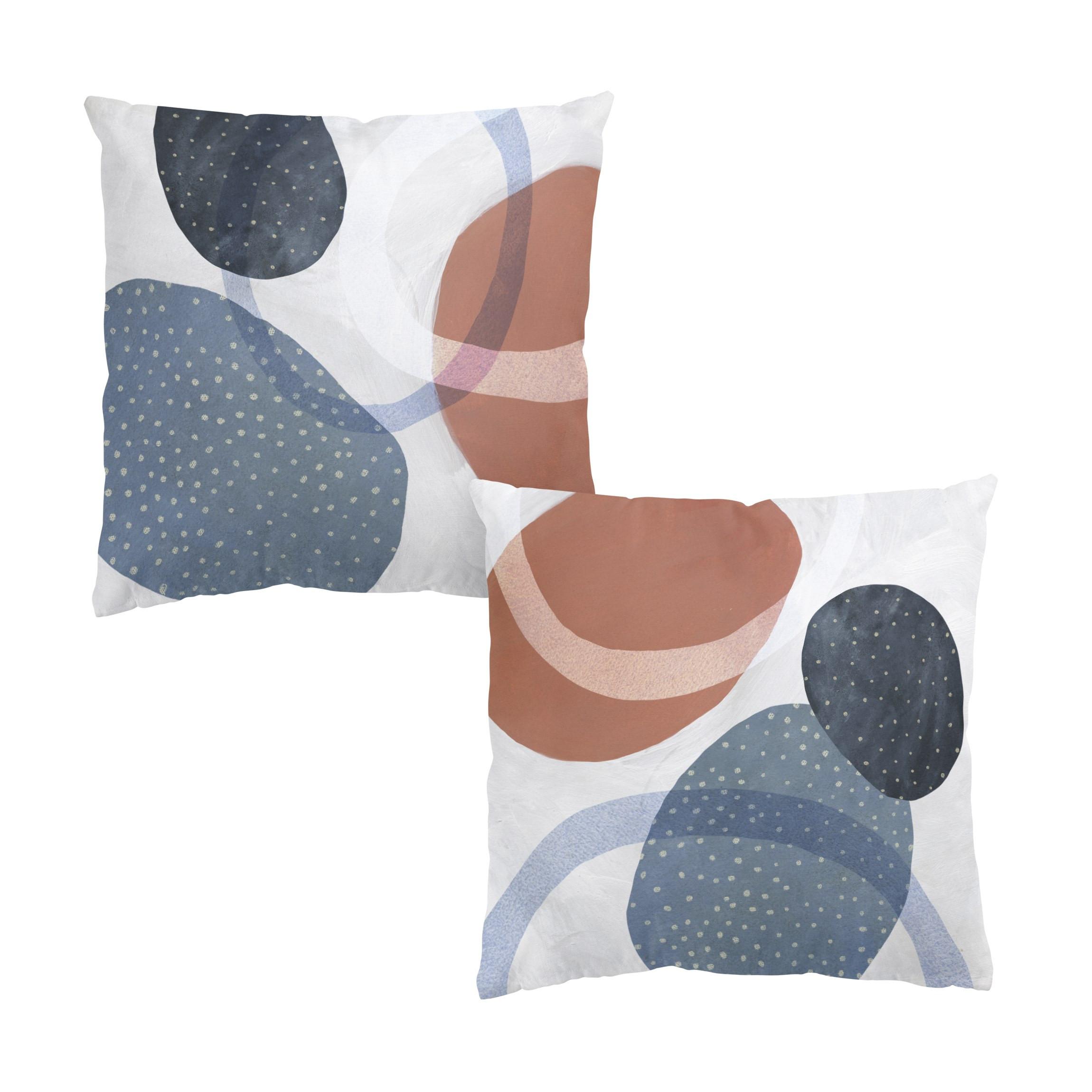 DEKOKISSEN 2er-Set Orbit mit Punkten Set I 40/40 cm - Blau, Textil (40/40cm) - Bilderwelten