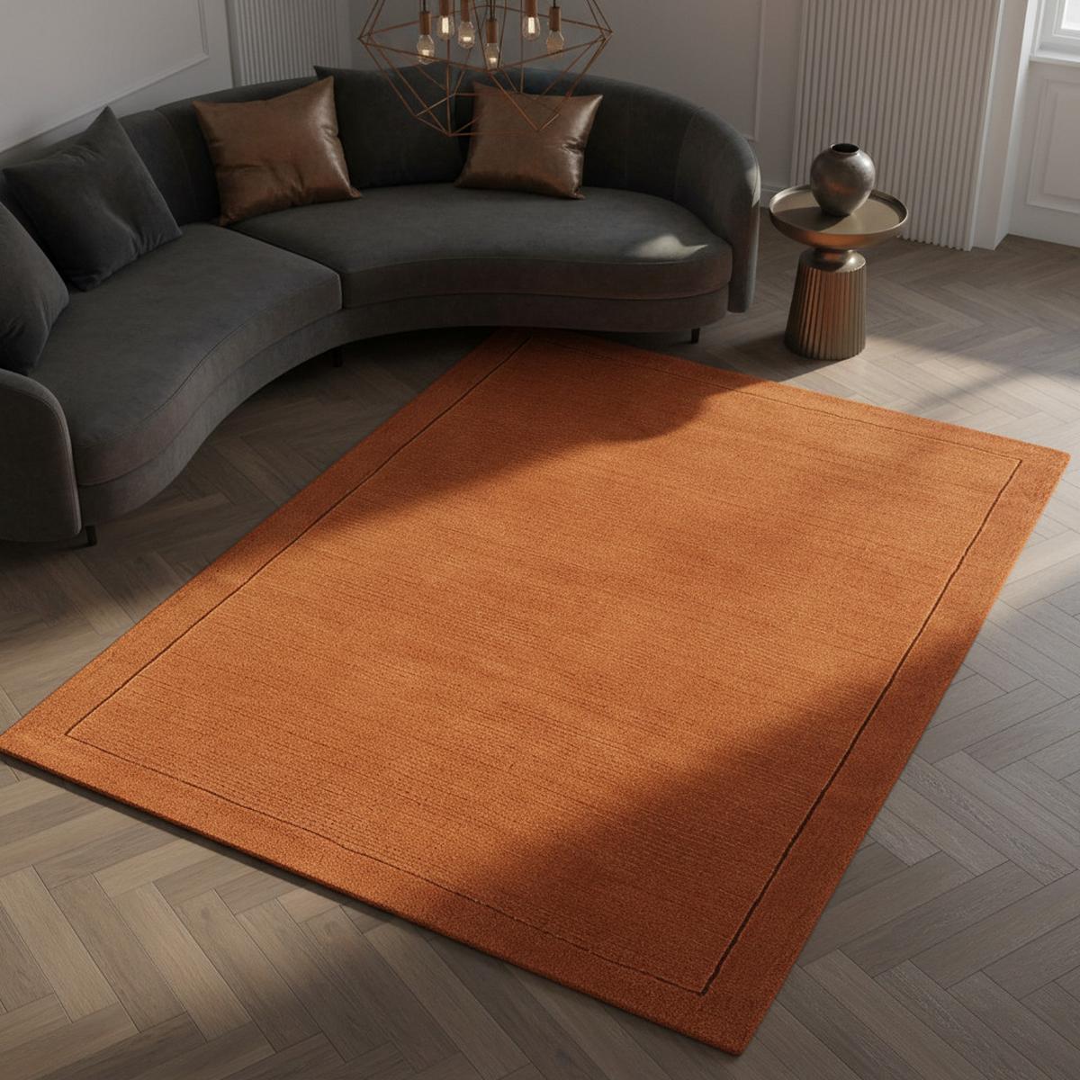 WOLLTEPPICH handgewebt STOW, mit Bordüre, Terrakotta, 160 x 230 cm - Orange, Textil (160/230cm) - KADIMA DESIGN