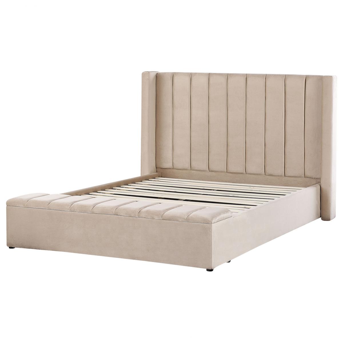 POLSTERBETT 160/200cm Beige Noyers - Beige, Textil (160/200cm) - Beliani