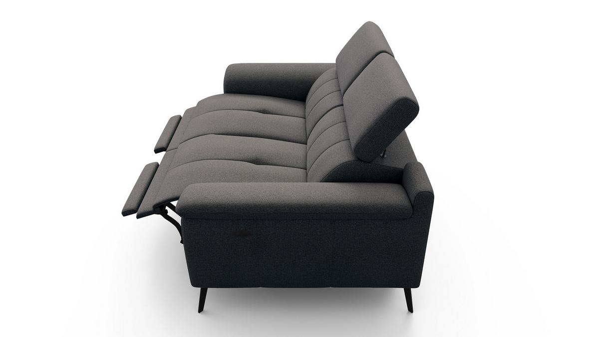 RELAXSOFA FIERO 2-Sitzer mit 2 Relaxfunktionen, dunkelgrau - Dunkelgrau/Schwarz, Holzwerkstoff/Textil (170/82/103cm) - Wozimo