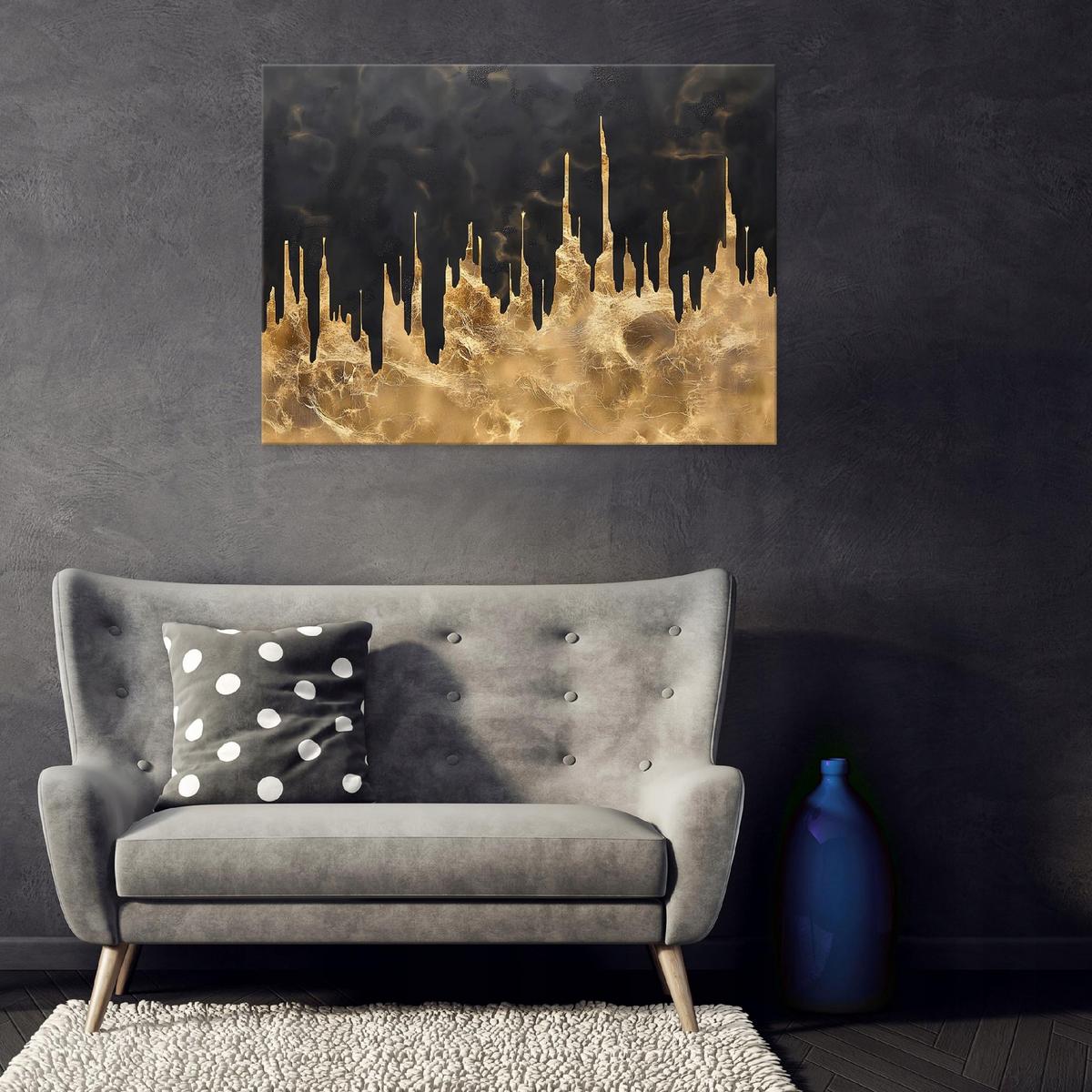 LEINWANDBILD Abstrakt Glamour Gold Wohnzimmer 120x80 - Multicolor, Holzwerkstoff (120/80cm) - Wallarena
