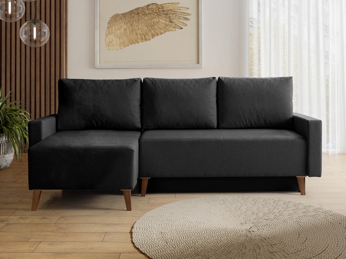 ECKSCHLAFSOFA Oviedo - Schwarz, Holz/Kunststoff (225/140cm) - MIRJAN24