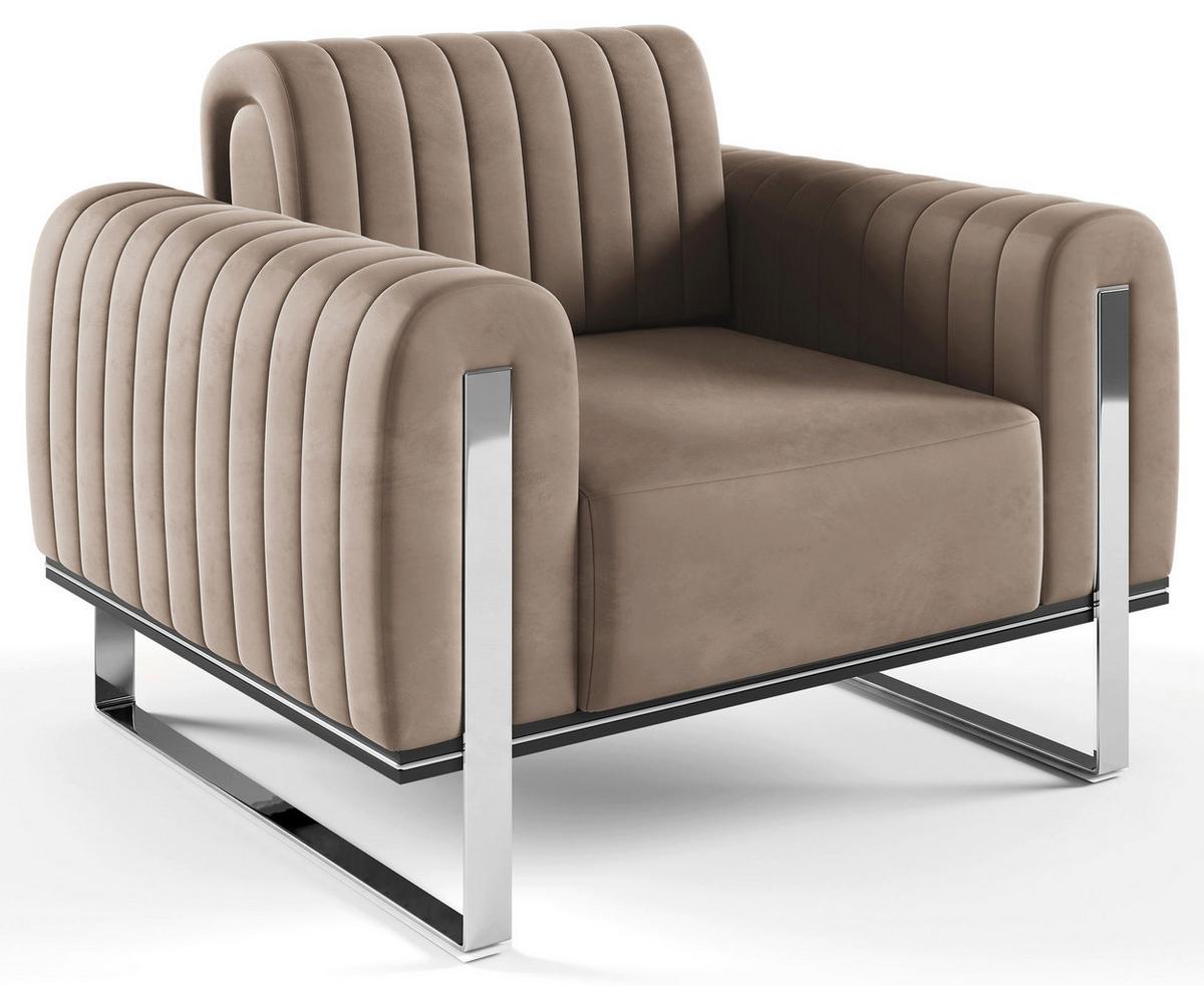 SESSEL Parissa 106 cm - Beige/Silberfarben, Holz/Metall (106/79/92cm) - Selsey