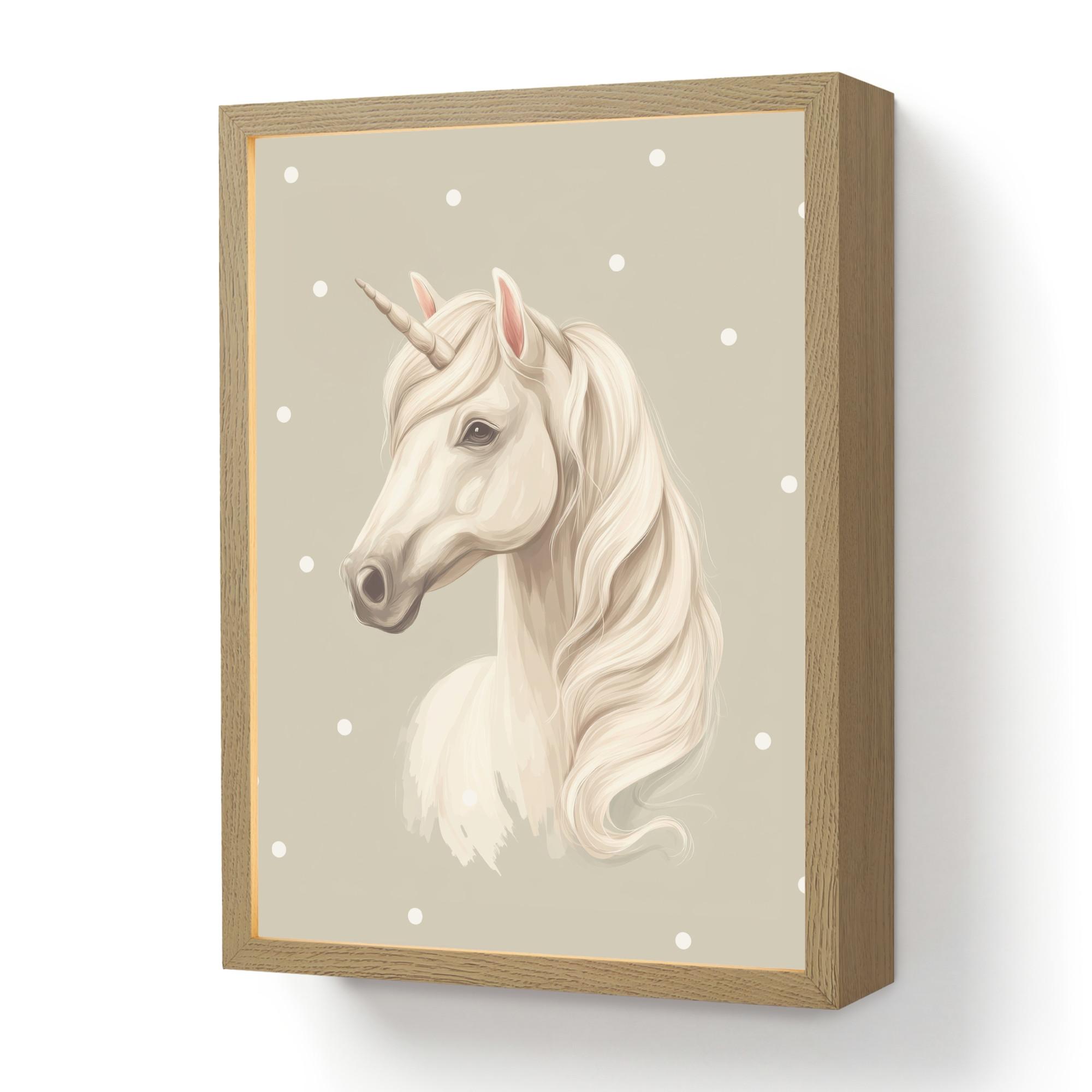 NACHTTISCHLAMPE MIT AKKU Einhorn - Weiß - Punkte 30x40 cm - Taupe, Holzwerkstoff (8/30/40cm) - OnlyWow