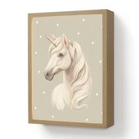 WANDLEUCHTE MIT AKKU Einhorn - Weiß - Punkte 30x40 cm - Taupe, Holzwerkstoff (30/40/8cm) - OnlyWow
