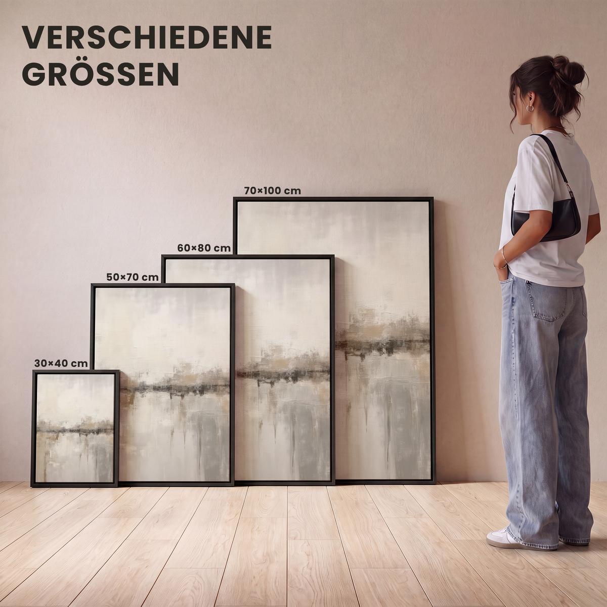 LEINWAND Bilder mit Rahmen - Moderne Kunst - Abstrakt - Beige - 30x40 - Beige, Textil (30/40cm) - MuchoWow
