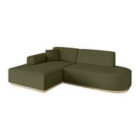 ECKSOFA Ottomane Links IREA-L1 - 232x165x80 cm Grün - Platinfarben, Holzwerkstoff/Textil (232/165cm) - ALTDECOR