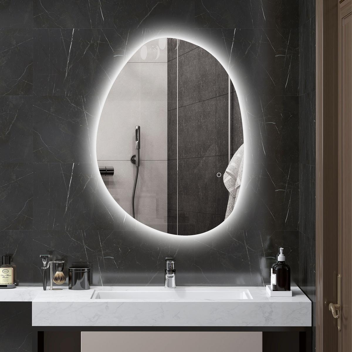 BADSPIEGEL Gehärtetes Glas Silber - Silberfarben, Glas (60/80/5cm) - HOMCOM