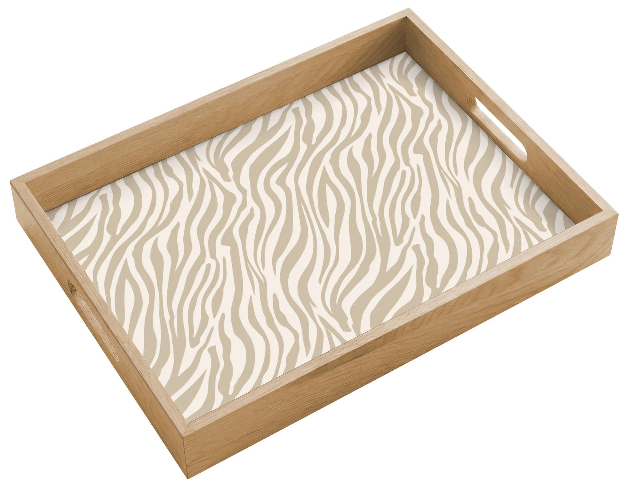 TABLETT Zebra - Muster - Beige 40x30 cm - Beige, Holz (40/5/5cm) - OnlyWow