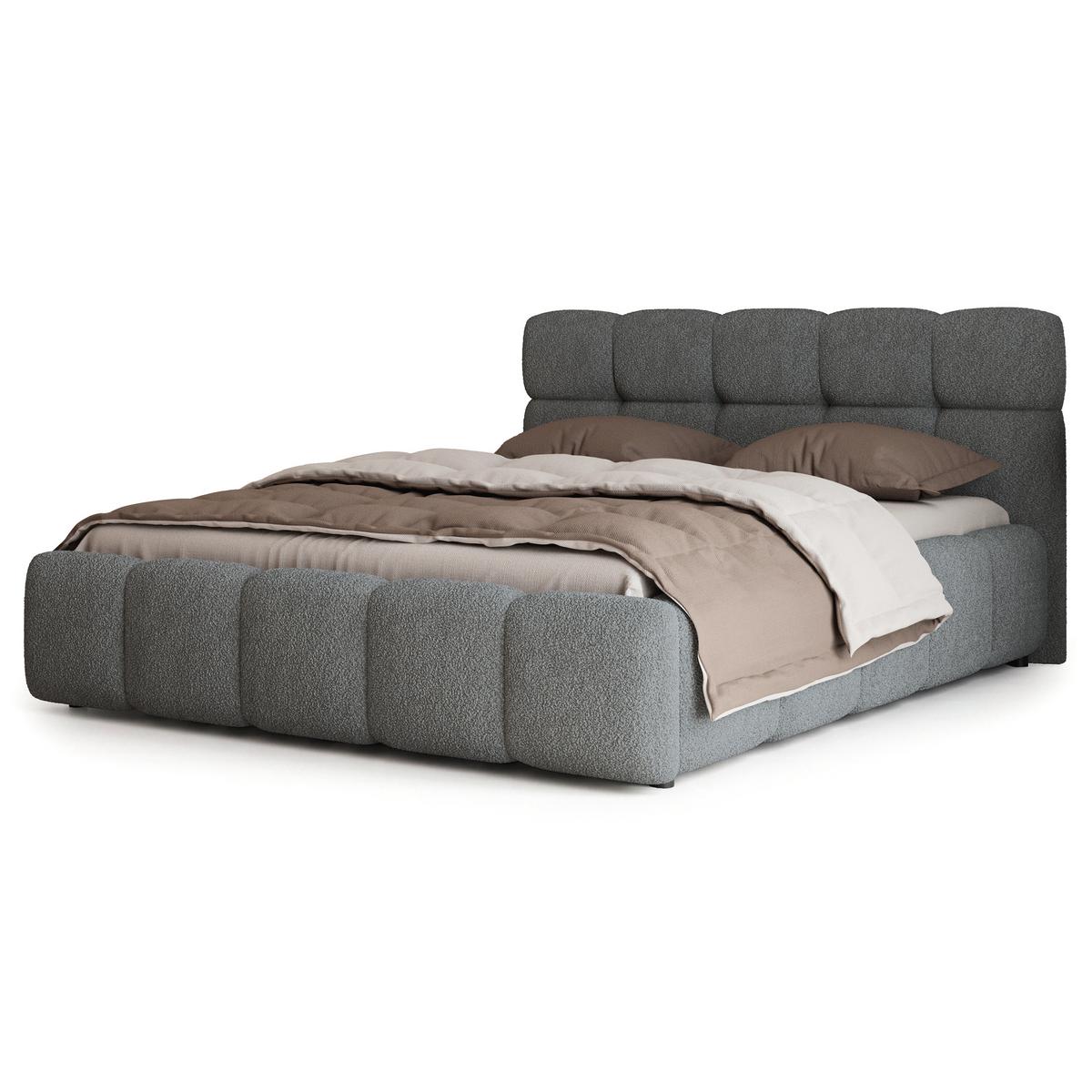 POLSTERBETT FARU Q 200x200 cm mit Bettkästen - Grau - Grau, Holz (200/200cm) - MASSENO