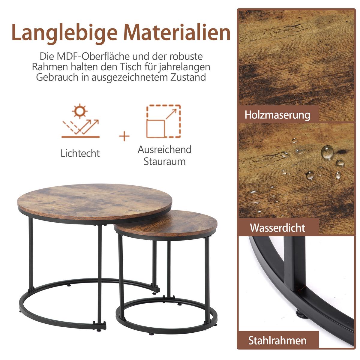 COUCHTISCH-SET 2er-set Holz- Und Schwarzeffekt - Schwarz, Holzwerkstoff/Metall (71/70/50cm) - Urban Meuble