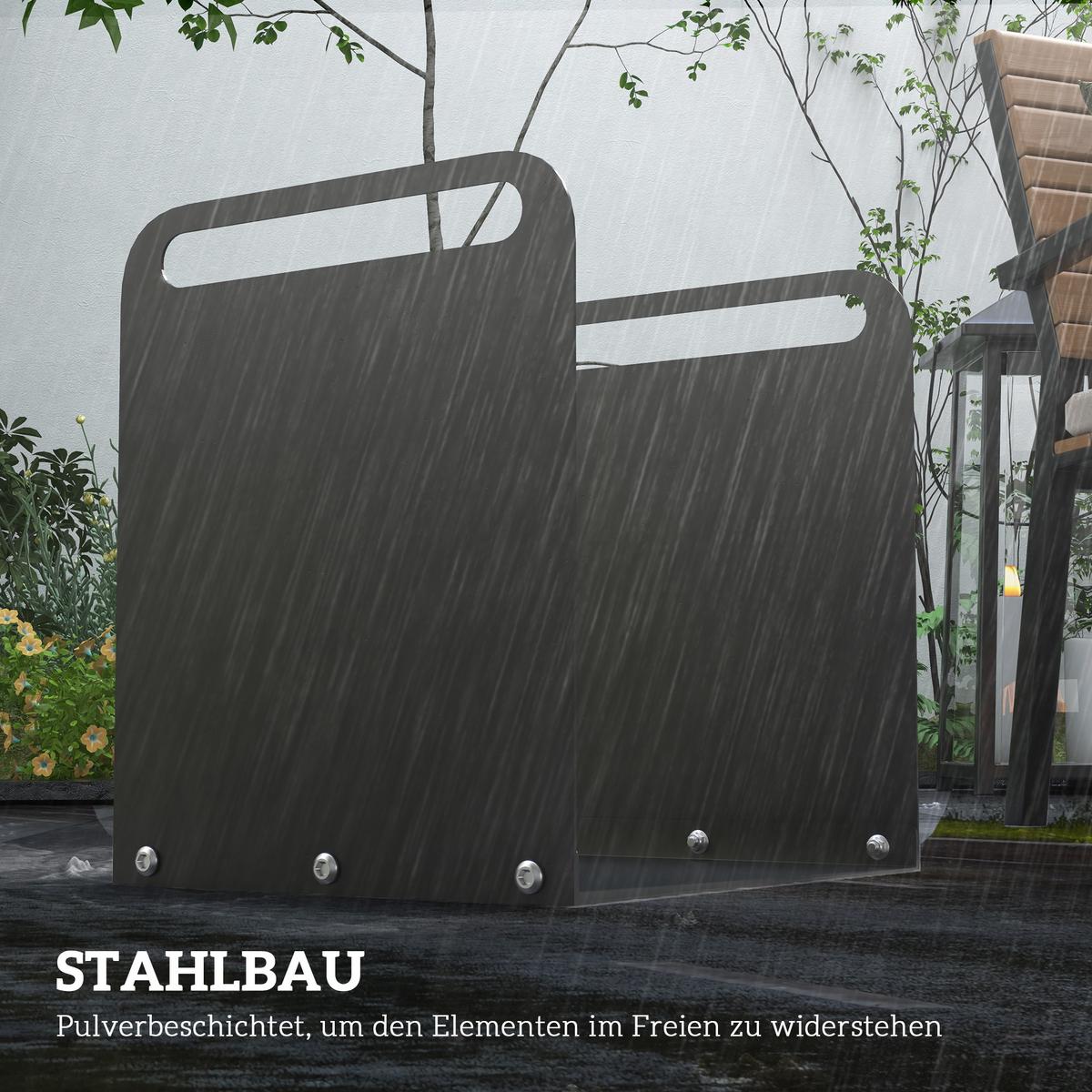KAMINHOLZREGAL Brennholzregal mit Griffe Feuerholzregal bis 30 kg, Metall - Schwarz, Metall (30/36/36.5cm) - Outsunny