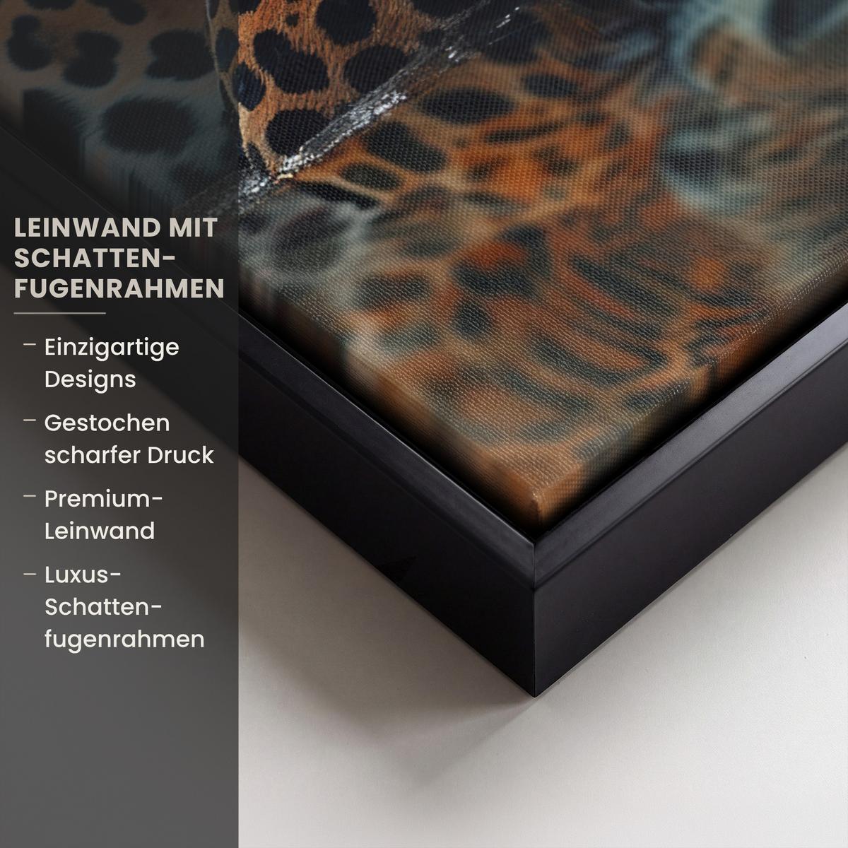 LEINWAND Bilder mit Rahmen - Natur - Leopard - Tier - Sonnenuntergang - Modern - 30x40 - Orange, Textil (30/40cm) - MuchoWow