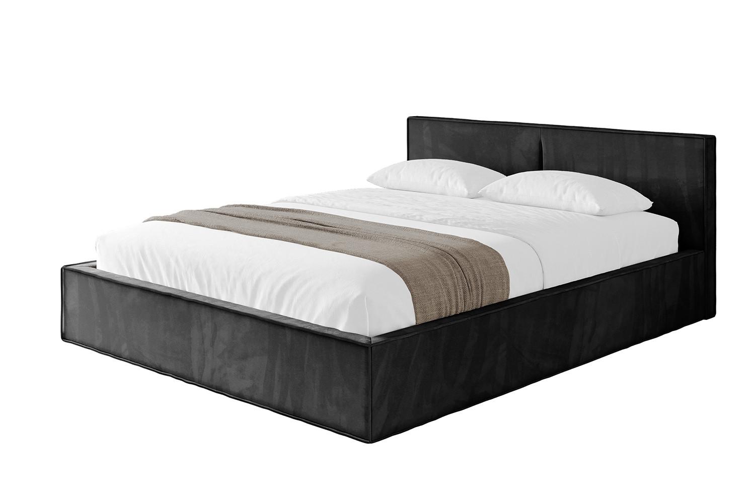 POLSTERBETT mit Bettkasten und Lattenrost, Boxbett ohne Matratze - EMMI-V1 180x200 Schwarz - Schwarz, Holzwerkstoff/Textil (180/200cm) - ALTDECOR