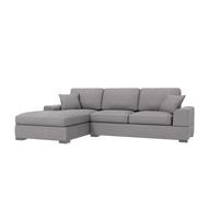 ECKSOFA Saga Hellgrau Cord - Hellgrau/Schwarz, Holz/Buchenholz (306/184cm) - S-Style Möbel