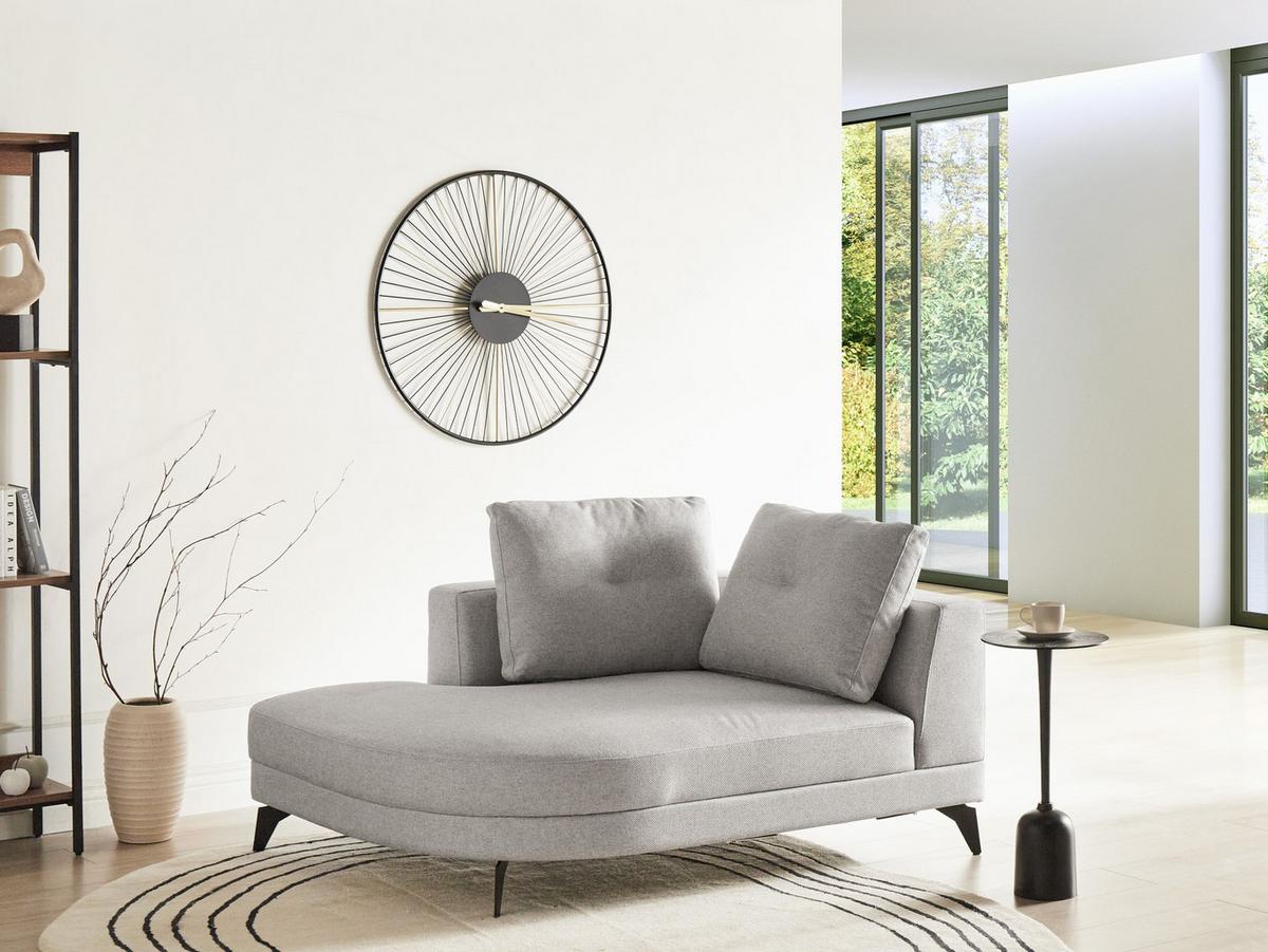CHAISELONGUE Kunstleinen Grau Yuri - Dunkelgrau/Schwarz, Textil (111/88/151cm) - Beliani