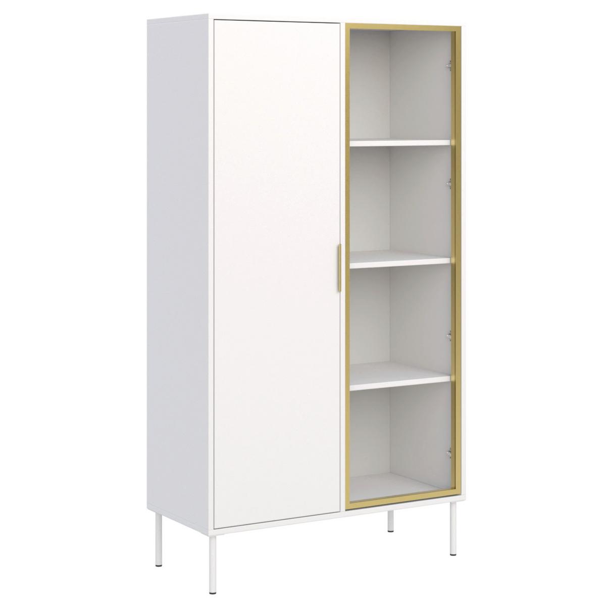 VITRINE Vena Weiß 90 cm - Goldfarben/Weiß, Holzwerkstoff/Kunststoff (90/160.2/40cm) - Selsey