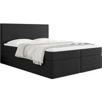 BOXBETT Terra mit Bettkasten, Boucle Schwarz 120/200 cm – 7-Zonen Taschenfederkern-Matratze & Komfortschaum-Topper - Schwarz, Holz/Holzwerkstoff (120/200cm) - WFL GROUP