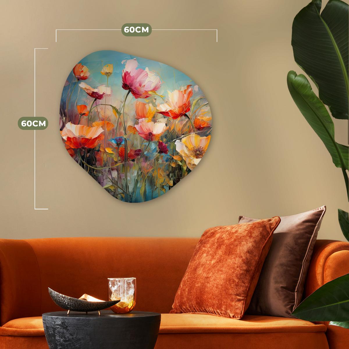 WANDBILD Blumen - Aquarell - Kunst - Botanisch - Natur Wandbild 60x60 cm - Orange, Kunststoff (60/60cm) - MuchoWow