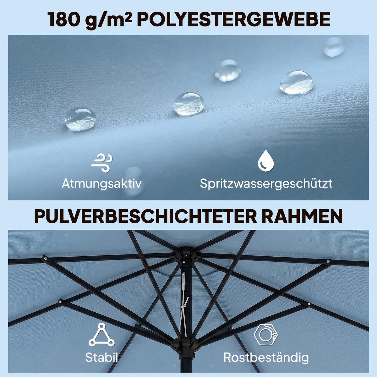 SONNENSCHIRM Metall Polyester Himmelblau - Blau, Metall (265/265cm) - Outsunny