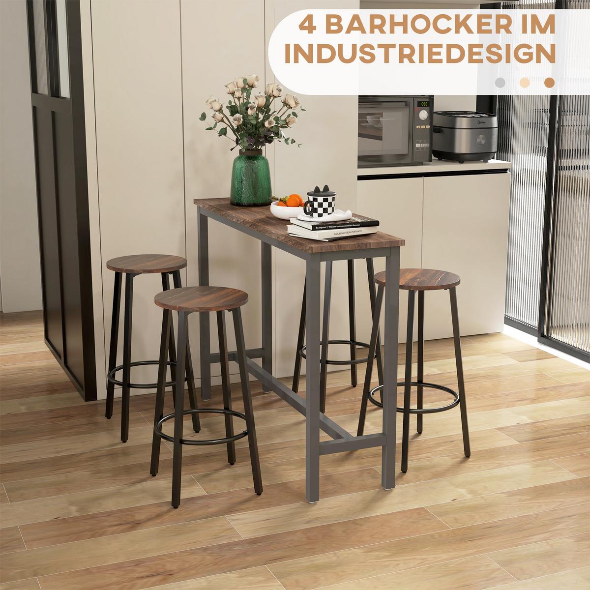 TRESENSTÜHLE 4ER-SET aus Stahl Rustikales Braun Schwarz - Braun, Holzwerkstoff (42/65/42cm) - HOMCOM