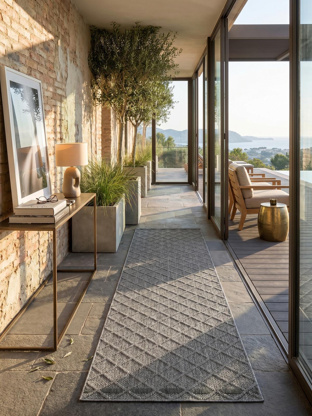TEPPICH Outdoor IMST in Grau, mit Rautenmuster, 80 x 250 cm - Grau, Textil (80/250cm) - KADIMA DESIGN