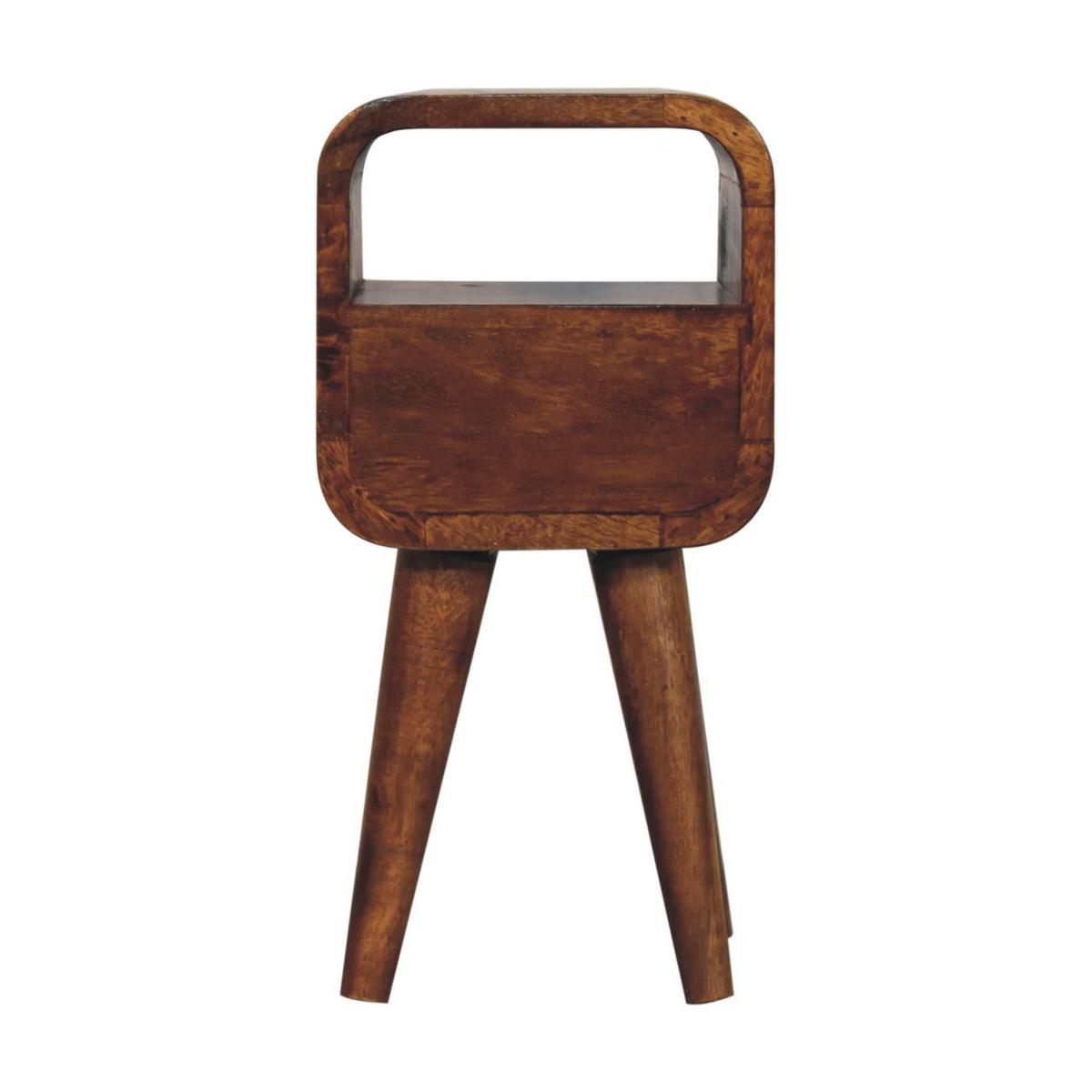 NACHTTISCH Extra Mini Curve mit Offenem Slot, 1 Schublade, Braun - Messingfarben/Braun, Mangoholz/Holz (20/40/20cm) - Artisan Furniture