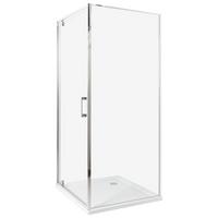 DUSCHKABINE 80/80/185 cm Silber Darli - Transparent/Silberfarben, Glas (80/80/185cm) - Beliani