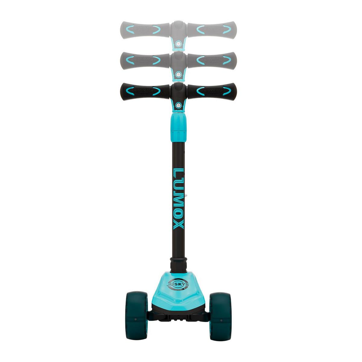 KINDERROLLER Lumox höhenverstellbarer Lenker inkl. Leuchtränder blau - Blau, Metall (28/59cm) - Juskys