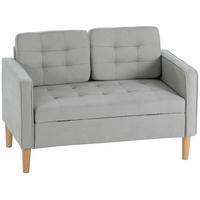 2 Sitzer Sofa, Couch mit Stauraum, Holzbeine, Gepolsterter Polstersofa, Hellgrau - Hellgrau/Naturfarben, Holz/Textil (62/78/117cm) - HOMCOM