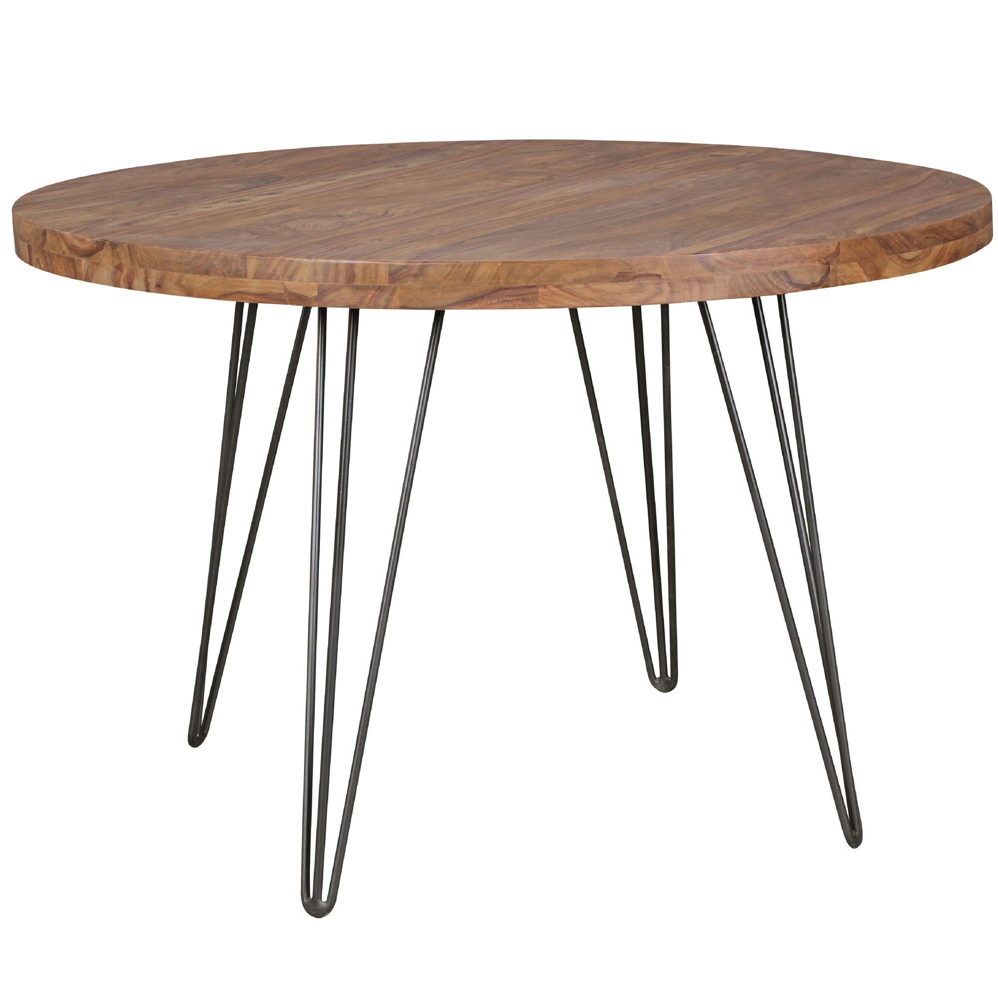 ESSZIMMERTISCH – Rund Ø120x78 cm Massivholz Braun Landhaus - Schwarz/Braun, Holz/Metall (120/120/78cm) - KADIMA DESIGN