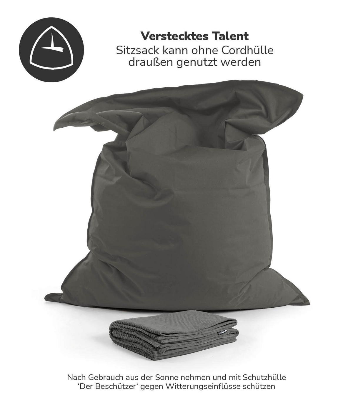 SITZSACK mit Cord Cover Der Große - Anthrazit, Textil (130/20/170cm) - Mokebo