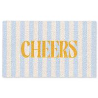 FUSSMATTE Orange – Blau – Streifen – Cheers 150x90 cm - Hellblau, Kunststoff (150/0.4cm) - MuchoWow