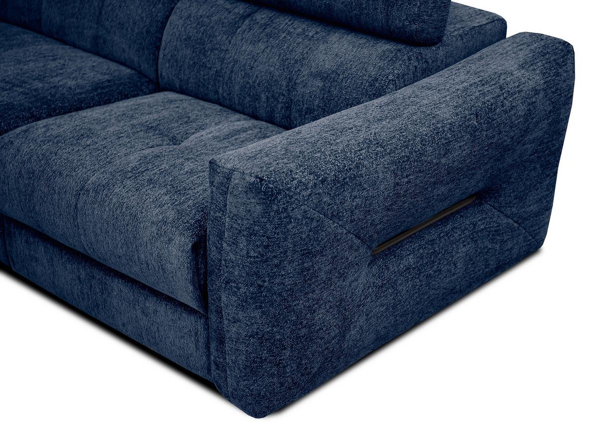 SOFA CALVERA 3-Sitzer mit 1 Relaxfunktion, dunkelblau - Dunkelblau, Holzwerkstoff/Textil (204/79/106cm) - Wozimo