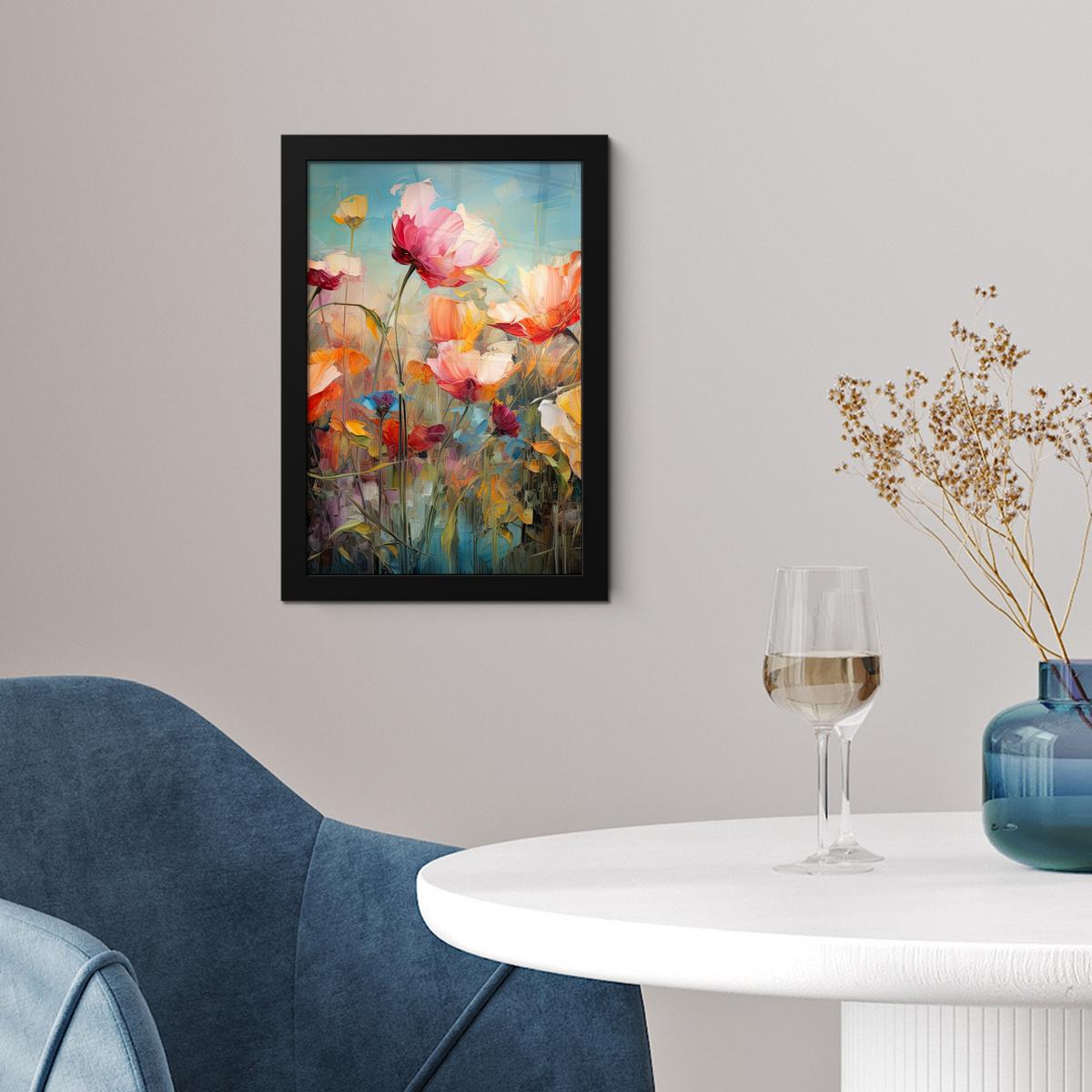 POSTER MIT RAHMEN Blumen - Aquarell - Kunst - Botanisch - Natur Poster 20x30 cm - Orange, Papier (20/30cm) - MuchoWow